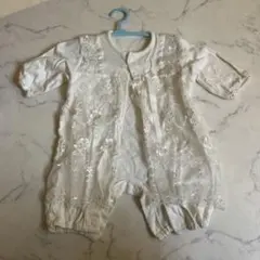 ベビードレス レース装飾 帽子付き 50〜60cm