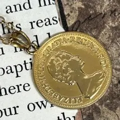 1980sヴィンテージ コイン ネックレス K18GF エリザベス2世 ゴールド