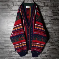 オシャレなユーロ輸入古着☆POHLAND exklusiv 総柄カーディガン