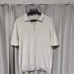 ZARA アイボリー XL ジップアップポロシャツ