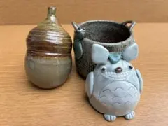 陶器置き物トトロ籠付き どんぐりセットのサムネイル