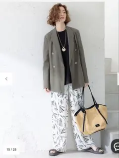23区【洗える】リネンレーヨンストレッチ ダブル ジャケット
