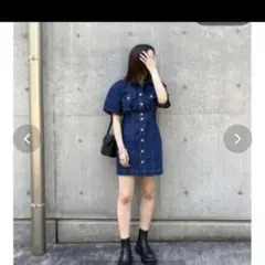 moussy SHORT SLEEVE DENIM MINI ドレス