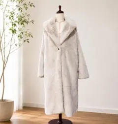 レディース フェイクファー ロングコート ベージュのサムネイル