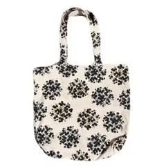 ハンドメイド　花柄　ベージュ　内ポケット付きトートバッグ