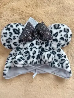 【東京ディズニー】ミニー ファンキャップ レオパード柄 ホワイト