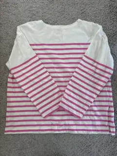 ローリーズファーム　ボーダーワイドロングTシャツピンク