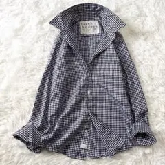 フランクアンドアイリーン シワ加工 ギンガムチェック スキッパー 長袖シャツ 綿