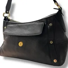 美品 ブルガリ ワンショルダー アクセサリーポーチ レザー 黒 ブラック