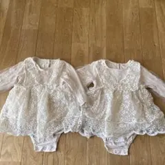 ホワイト花柄レースロンパース 80サイズ 2着セット