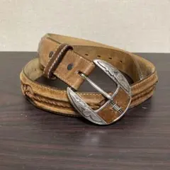 ブラウンレザー ベルト 約90cm 装飾バックル