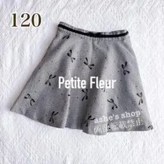 120サイズ【Petite Fleur プチフルール】千鳥格子 リボン スカート