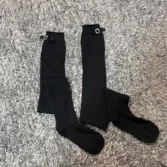 ニーハイソックス　リブ編み ブラックソックス バックル付き