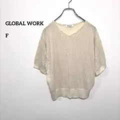 GLOBAL WORK Vネックマニッシュサマーニット Fアイボリーd639