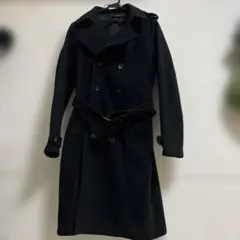 CIVARIZE メンズ ダブルブレスト ピーコート 黒 ロングコート ベルト付