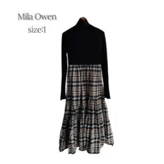 [新品] Mila Owen ニットドッキングワッシャープリーツ チェック