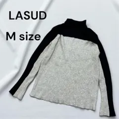 美品✨ラシュッド バイカラー タートルネック リブニット レーヨンMIX 長袖