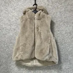 ブランベール　CASHMERE　フード付き　エコファーベスト　フェイクミンク