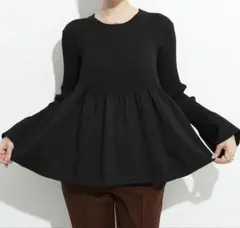 フレアデザイン ブラック 長袖 トップス フリーサイズ