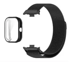 Redmi Watch 4 専用 金属ストラップ(バンド)保護ケース付 ブラック