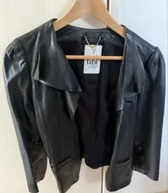 tibi ブラック レザーショートジャケット