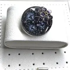 30 紫陽花　花　蝶々　ブラック　パープル　ヘアゴム　ポニーフック　ストラップ