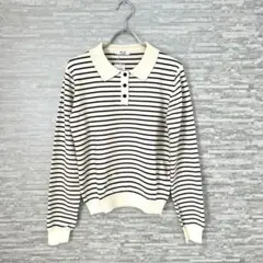 【新品、未使用】MLI’A ボーダー ニットポロ 長袖 トップス M イング