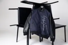 希少 美品 Lサイズ ヨウジヤマモト NEW ERA 袖ラムレザー スタジャン Yohji Yamamoto ヨウジヤマモト HV-Y30-811 × NEW ERA Stadium Jacket