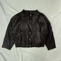 ダークブラウン レザージャケット クロップド丈 ｜古着｜人気アイテム