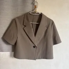 ブラウン テーラードジャケット ショートスリーブ