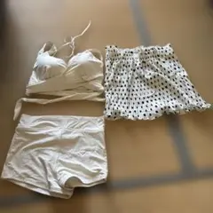 ホワイト セパレート水着 ドット柄スカート３点セット