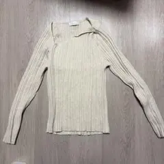 韓国　デザイン　ニットカットソー　リブ編み