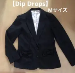 【Dip Drops】テーラードジャケット黒　リボンポケット　M 裏地レース柄のサムネイル