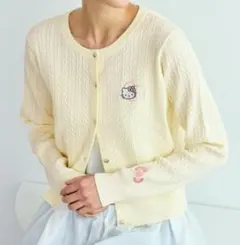 【ROPE' PICNIC×ハローキティ】ワッペンケーブルニットカーディガン