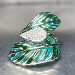 ヴィンテージ　13号　ストーン　立体デザイン　葉っぱ　リーフ　大きい　レトロ