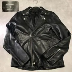 美品 STUDIOUS ダブル ライダースジャケット 羊革 ラムレザー L 肩軽
