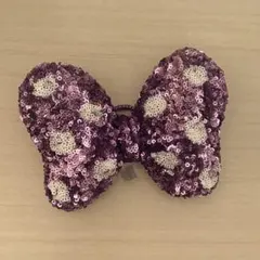 ディズニー　ミニー　ヘアゴム ヘアポニー　リボン スパンコール　パープル