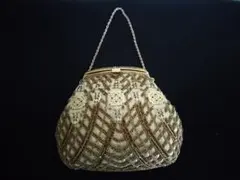 ビーズ刺繍 ゴールド ハンドバッグ