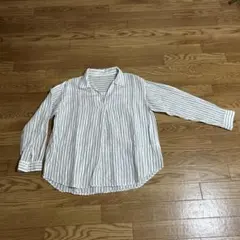 ストライプ 長袖シャツ 白と青