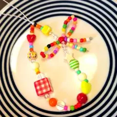 カラフル ビーズ ストラップ ハンドメイド