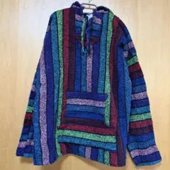 メキシカンパーカー メキパ マルチカラー ストライプ フーディー L相当ポケット