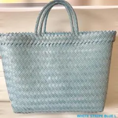 パサールバッグ L ホワイトストライプブルー