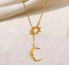 金属アレルギー 高品質サージカルステンレス ネックレス ラスト1太陽と揺れる月