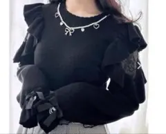 ROJITA ロジータ 秋冬 トップス 長袖 ネックレス付肩フリルニット