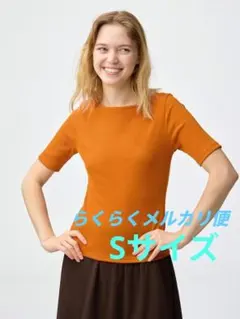 GU リブボートネックT 半袖 オレンジ Sのサムネイル