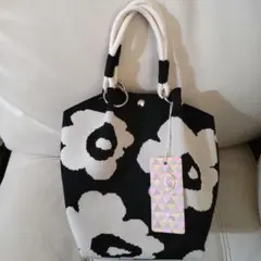 D.KELLY 花柄ニットパラコードバック モノトーン 新品未使用 タグ付き
