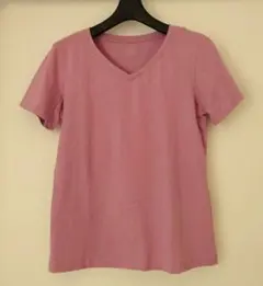 earth コットン Vネック Tシャツ M ピンク【訳あり】