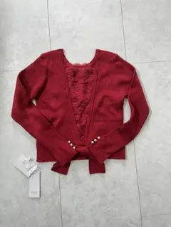 【タグ付美品】TOCCO CLOSET レースボレロカーディガン ボルドー M