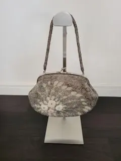 総ビーズバッグ 昭和レトロ がま口 手提げ パーティー クラッチバッグ 和装