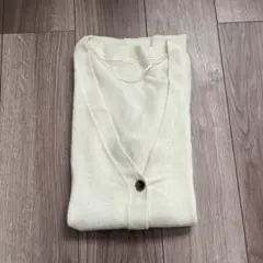 GU ジーユー　ロングカーディガン　ニット　トップス　Vネック　アイボリー　M